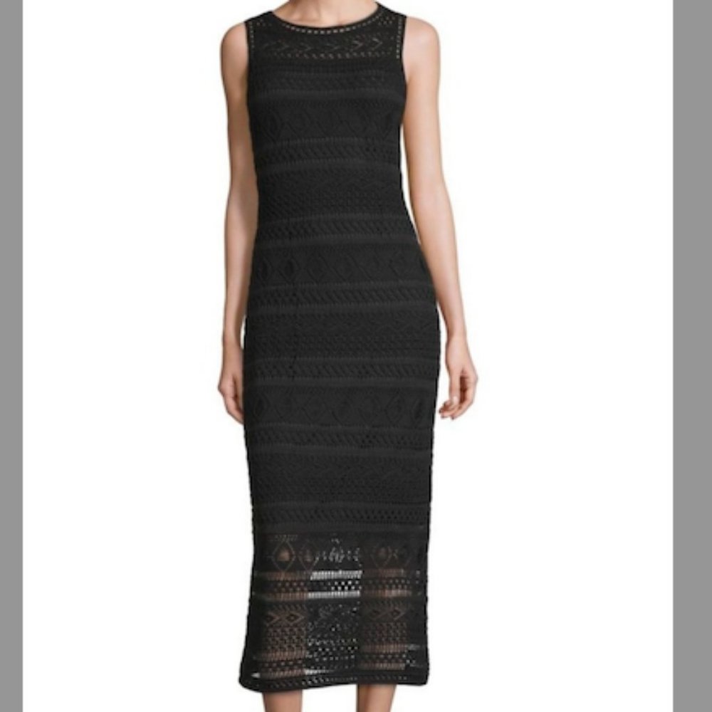 Polo Ralph Lauren Crocheted Cotton Sheath Dress Black Size XL NWT